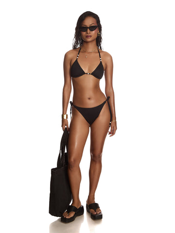 Beads Black Triangle Bikini Set