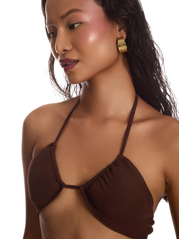 Brown Halter Neck Multi-Tie Up Bikini Set