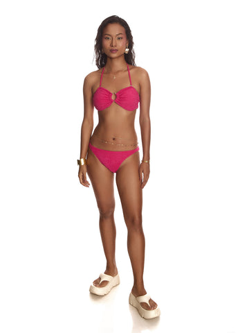 Pink Gathered Ring Bikini Set