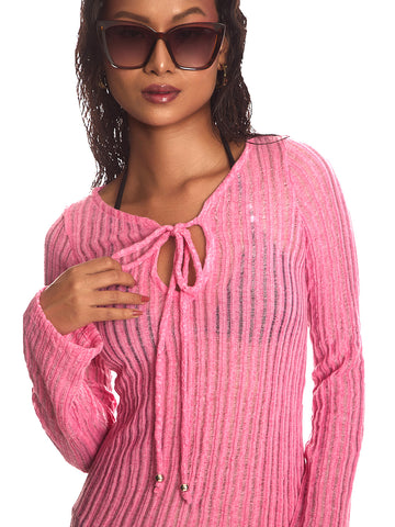 Pink Knit Beach Dress